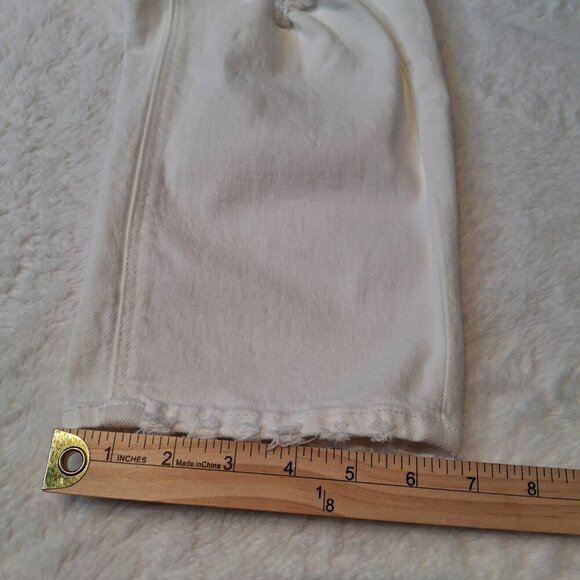 American Eagle Mom Straight Jean Sz 8 X-Short 5 Pocket Distressed Neutral Boho - Picture 14 of 16